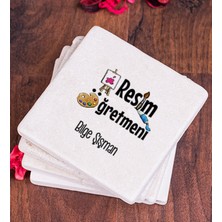 Hediye Dükkanı Kişiye Özel  Resim Öğretmeni Taş Bardak Altlığı