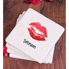 Hediye Dükkanı Kişiye Özel  Dudak Tasarım Taş Bardak Altlığı