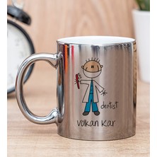 Hediye Dükkanı Kişiye Özel Erkek Diş Hekimi Karikatürü Silver Kupa Bardak