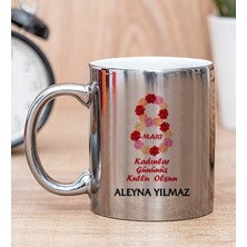 Hediye Dükkanı Kişiye Özel Kadınlar Günü Hediyesi Silver Kupa Bardak