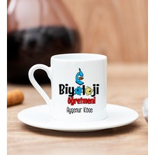 Hediye Dükkanı Kişiye Özel Biyoloji Öğretmeni Beyaz Türk Kahvesi Fincanı