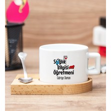 Hediye Dükkanı Kişiye Özel Sağlık Bilgisi Öğretmeni Ahşap Altlıklı Fincan
