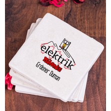 Hediye Dükkanı Kişiye Özel  Elektrik Mühendisi Taş Bardak Altlığı