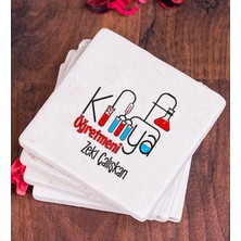 Hediye Dükkanı Kişiye Özel  Kimya Öğretmeni Taş Bardak Altlığı