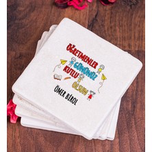 Hediye Dükkanı Kişiye Özel  Öğretmenler Günü Taş Bardak Altlığı