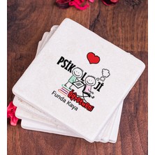 Hediye Dükkanı Kişiye Özel  Psikoloji Öğretmeni Taş Bardak Altlığı