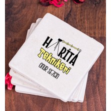 Hediye Dükkanı Kişiye Özel  Harita Teknikeri Taş Bardak Altlığı