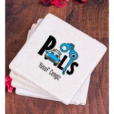 Hediye Dükkanı Kişiye Özel  Polis Taş Bardak Altlığı