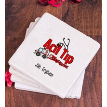 Hediye Dükkanı Kişiye Özel  Acil Tıp Teknisyeni Taş Bardak Altlığı