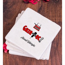 Hediye Dükkanı Kişiye Özel  Gazeteci Taş Bardak Altlığı