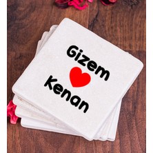 Hediye Dükkanı Kişiye Özel  Sevgililere Özel Isim Yazılı Taş Bardak Altlığı