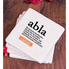 Hediye Dükkanı Kişiye Özel  Abla Kelime Anlamı Taş Bardak Altlığı