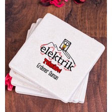 Hediye Dükkanı Kişiye Özel  Elektrik Teknikeri Taş Bardak Altlığı