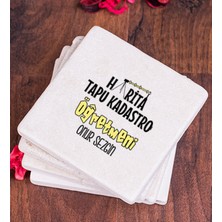 Hediye Dükkanı Kişiye Özel  Harita Tapu Kadastro Öğretmeni Taş Bardak Altlığı