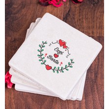 Hediye Dükkanı Kişiye Özel  Sevgiliye Hediye Isim ve Kalpli Taş Bardak Altlığı