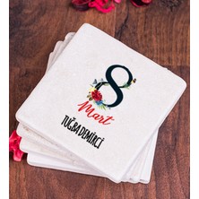 Hediye Dükkanı Kişiye Özel  Kadınlar Gününe Özel Taş Bardak Altlığı