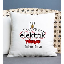 Hediye Dükkanı Kişiye Özel  Elektrik Teknisyeni Kare Yastık