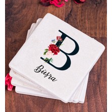 Hediye Dükkanı Kişiye Özel  Baş Harfli ve Isimli Taş Bardak Altlığı