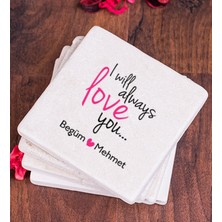 Hediye Dükkanı Kişiye Özel  Sevgililere Özel Baskılı Taş Bardak Altlığı