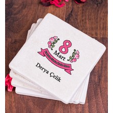 Hediye Dükkanı Kişiye Özel  Kadınlar Günü Hediyesi Taş Bardak Altlığı