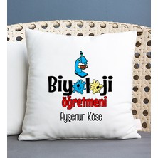 Hediye Dükkanı Kişiye Özel  Biyoloji Öğretmeni Kare Yastık