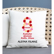 Hediye Dükkanı Kişiye Özel  Kadınlar Günü Hediyesi Kare Yastık