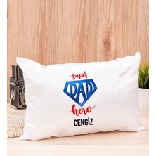Hediye Dükkanı Kişiye Özel  Super Dad Babaya Hediye Dikdörtgen Yastık