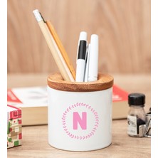 Hediye Dükkanı Kişiye Özel  Pembe Renkli Baş Harf Tasarım Kalemlik