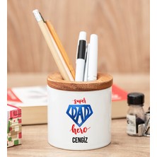 Hediye Dükkanı Kişiye Özel  Super Dad Babaya Hediye Kalemlik