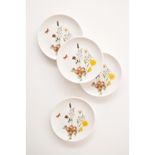 Bursa Porselen Dekor Meadow 4 Parça Pasta Tabağı