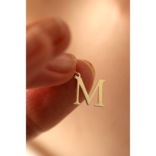 Milet Kuyumculuk 14 Ayar Altın M Harfi Plaka Kolye Ucu