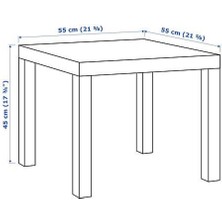 Barbun Lack Yan Sehpa Mobilya - Meşe Renk - 55X55 cm
