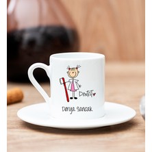 Hediye Dükkanı Kişiye Özel Bayan Diş Hekimi Karikatürü Beyaz Türk Kahvesi Fincanı