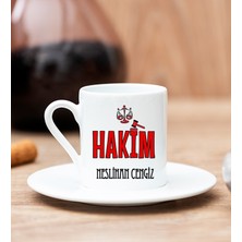 Hediye Dükkanı Kişiye Özel Hakim Beyaz Türk Kahvesi Fincanı