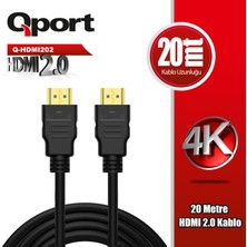 Qport Q-HDMI202 Altın Uçlu 20 Metre 4K Hdmı2.0 Kablo