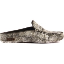 Sail Lakers - Haki, Beyaz Renk Deri Baskılı Kadın Ev Terliği