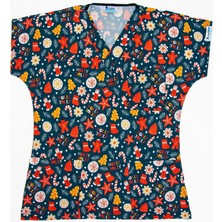 Yılbaşı Desenli Likralı Üst Forma