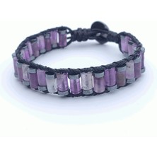 Clays Jewellery Ametist & Hematit Taşı Silindir Bileklik