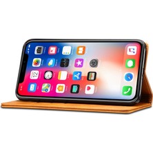 Sutenı iPhone Xs Max Için Çizilmeye Dayanıklı Manyetik Cüzdan Tasarımlı Standlı Deri Kılıf - Haki  (Yurt Dışından)