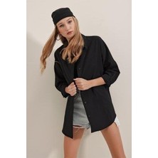 Giyim Dünyası Kadın Oversize Gömlek Siyah