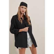 Giyim Dünyası Kadın Oversize Gömlek Siyah
