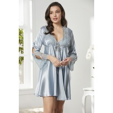 Pierre Cardin 6625 Altılı Saten Gecelik - Sabahlık Takımı