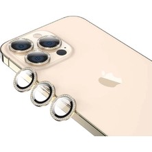 Arazon Apple iPhone 12 Pro Max Taşlı Kamera Lens Koruyucu Çerçeveli Koruyucu