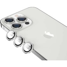 Arazon Apple iPhone 12 Pro Max Taşlı Kamera Lens Koruyucu Çerçeveli Koruyucu