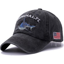 Afun Yıkama Pamuk Amerika Bayrağı Köpekbalığı Erkek Beyzbol Şapkası Kadın Snapback Şapka Erkekler Içın Kemik Hip Hop Baba Şapka Gorras (Yurt Dışından)