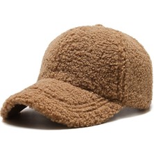 Afun Trendy Streetwear Katı Rüzgar Geçırmez Yün Teddy Beyzbol Şapkaları Kadın Erkek Sıcak Kış Beyaz Kuzu Yünü Yüz Şapkası Casquette Femme (Yurt Dışından)