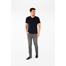 Tony Montana Regular Fit V Yaka %100 Pamuk Kısa Kollu Basic Penye T-Shirt-PE3602TY22