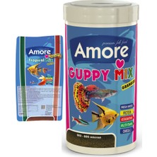 Amore Guppy Mix Granules 1000ML + Tropical Mix Selection 45G Poşet Tropikal Balık Yemi