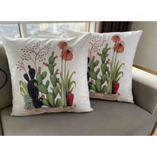 Palmia Home Kaktüs Desenli Dekoratif 2'li Minder Kılıfı Seti 60 x 60 cm
