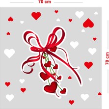 New Jargon Birbirine Bağlı Uçuşan Kalpler Sevgililer Günü Cam Vitrin Oda Stickerı 70CM